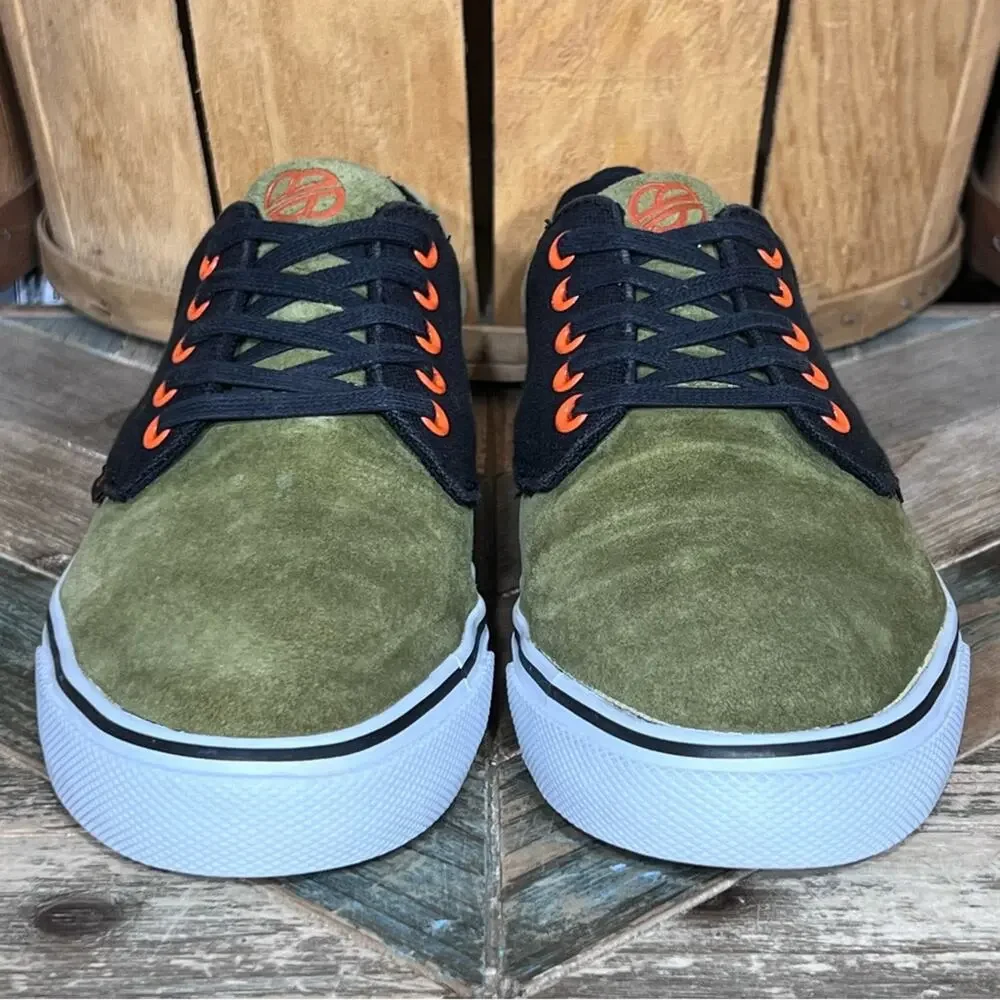 Radii FM1083 The Jax Olive Black Orange Suede Skateboarding Shoes Mens Size 8.5